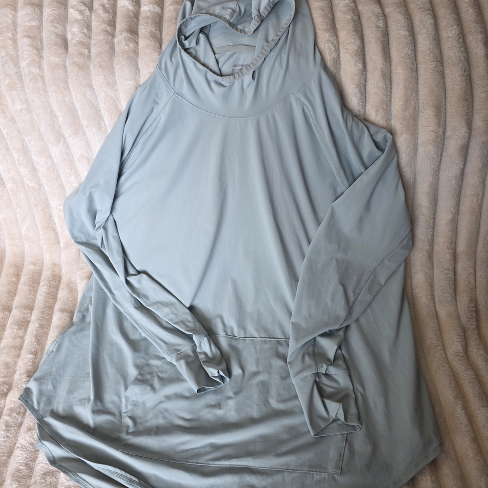Light Blue Women's Long Sleeve Hooded Top